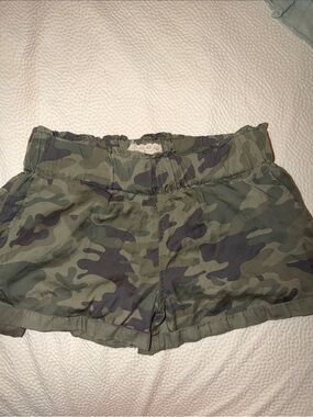 Altar'd State Olive Green Camo Pull-On Jean Shorts